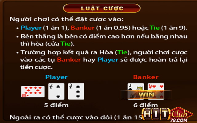 Quy tắc chơi Baccarat Hitclub