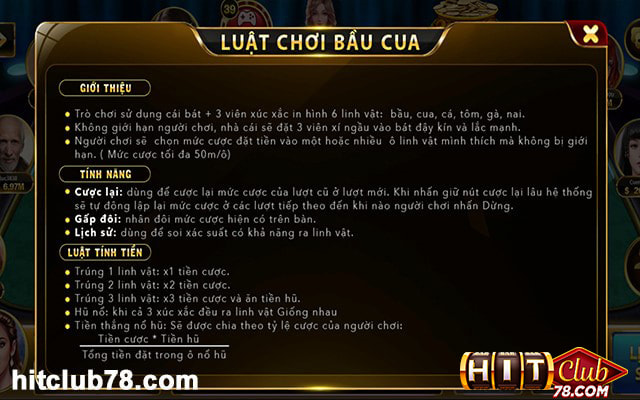 Luật chơi bầu cua hitclub cần nhớ