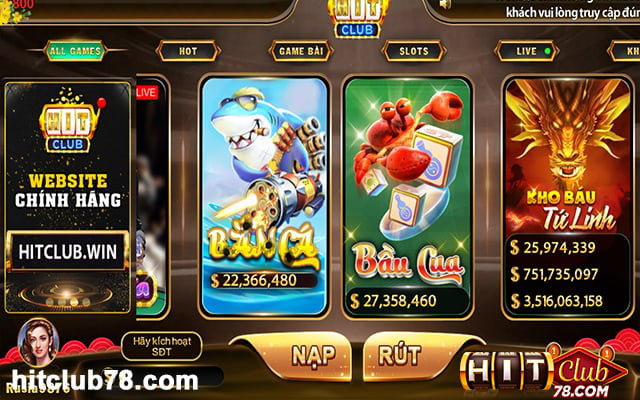 Trên giao diện cổng game Hitclub tìm và chọn trò bầu cua để tham gia